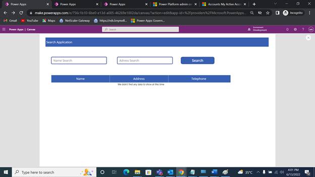 Search Application using power automate with canvas app